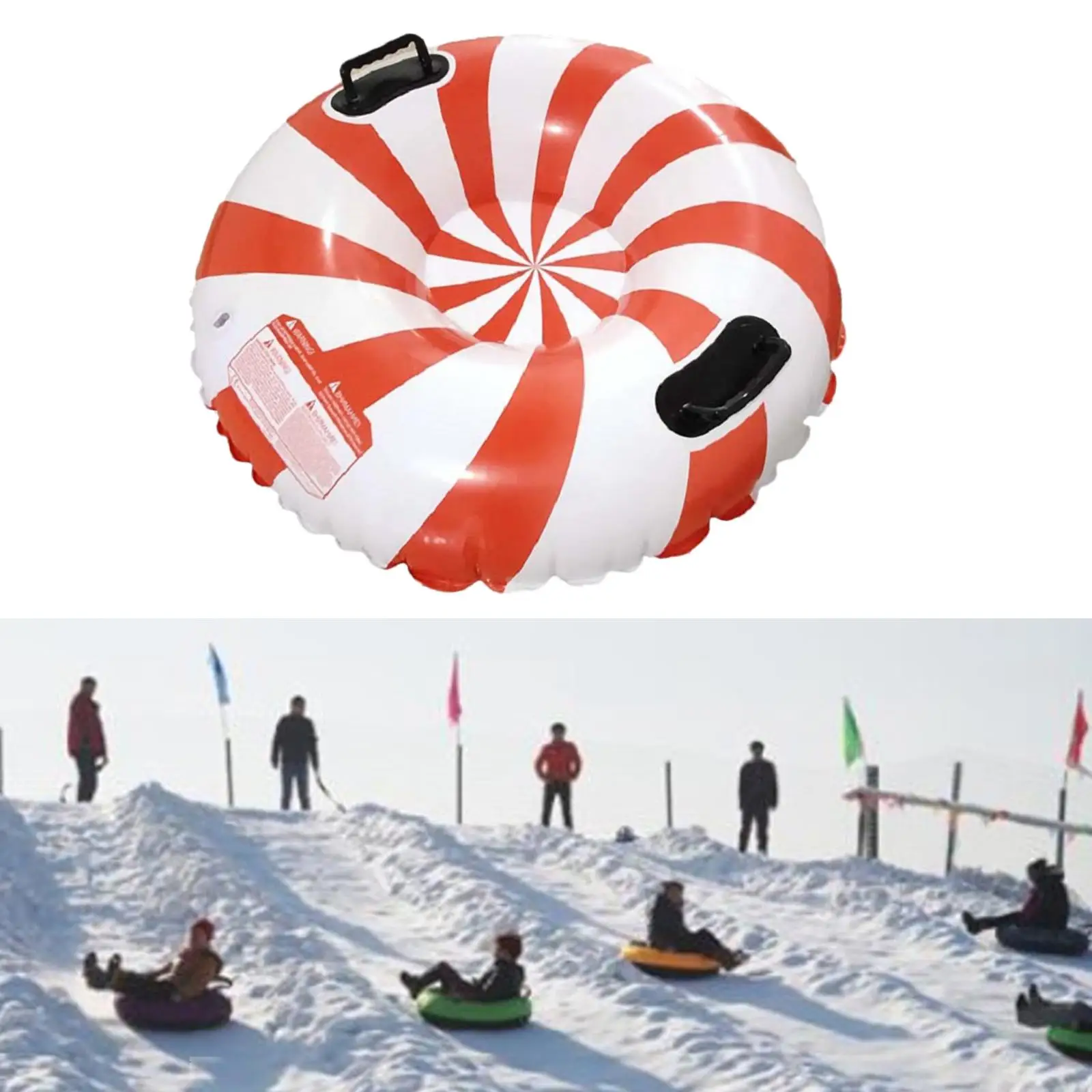 

35'' Inflatable Snow Tube Snow Sled Heavy Duty for Skating Games Grass Skiing
