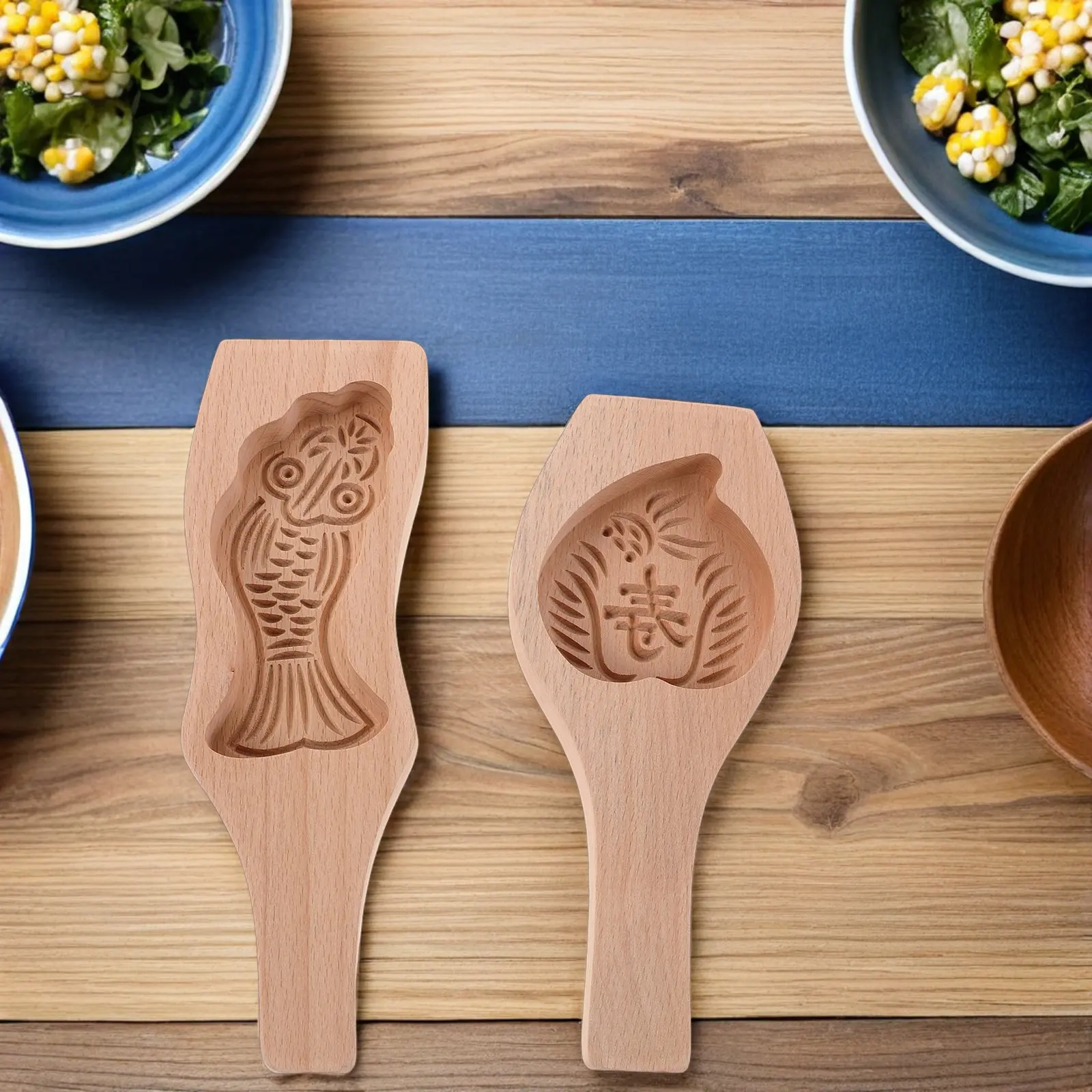 

2Pcs Handcarved Wood Mooncake Mold Traditional Chinese Festive Baking Tool Mid-Autumn Supplies Pastry Cake Cookie Chocolate Mold