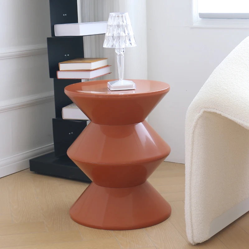 Nordic Designer Medieval Plastic Small Tea Table Sofa Side Table Bedside Small Round Shelf Corner Table Living Room Stool Mesa