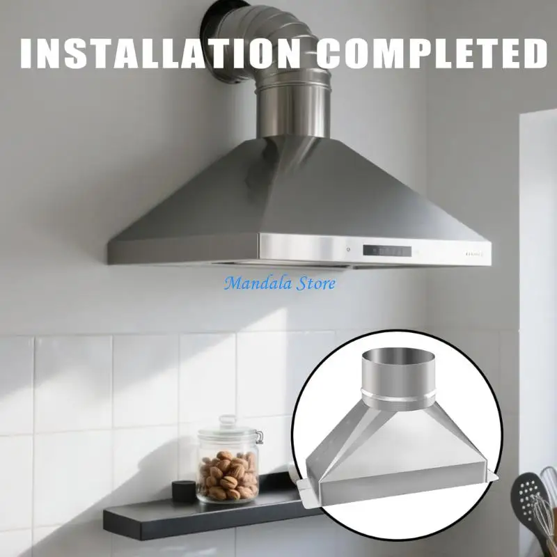 U2JC قناة انتقال عادم الميكروويف 3.25x10 إلى 4 بوصة موصل فولاذي مجلفن مستدير مع شريط التثبيت والقفازات #4