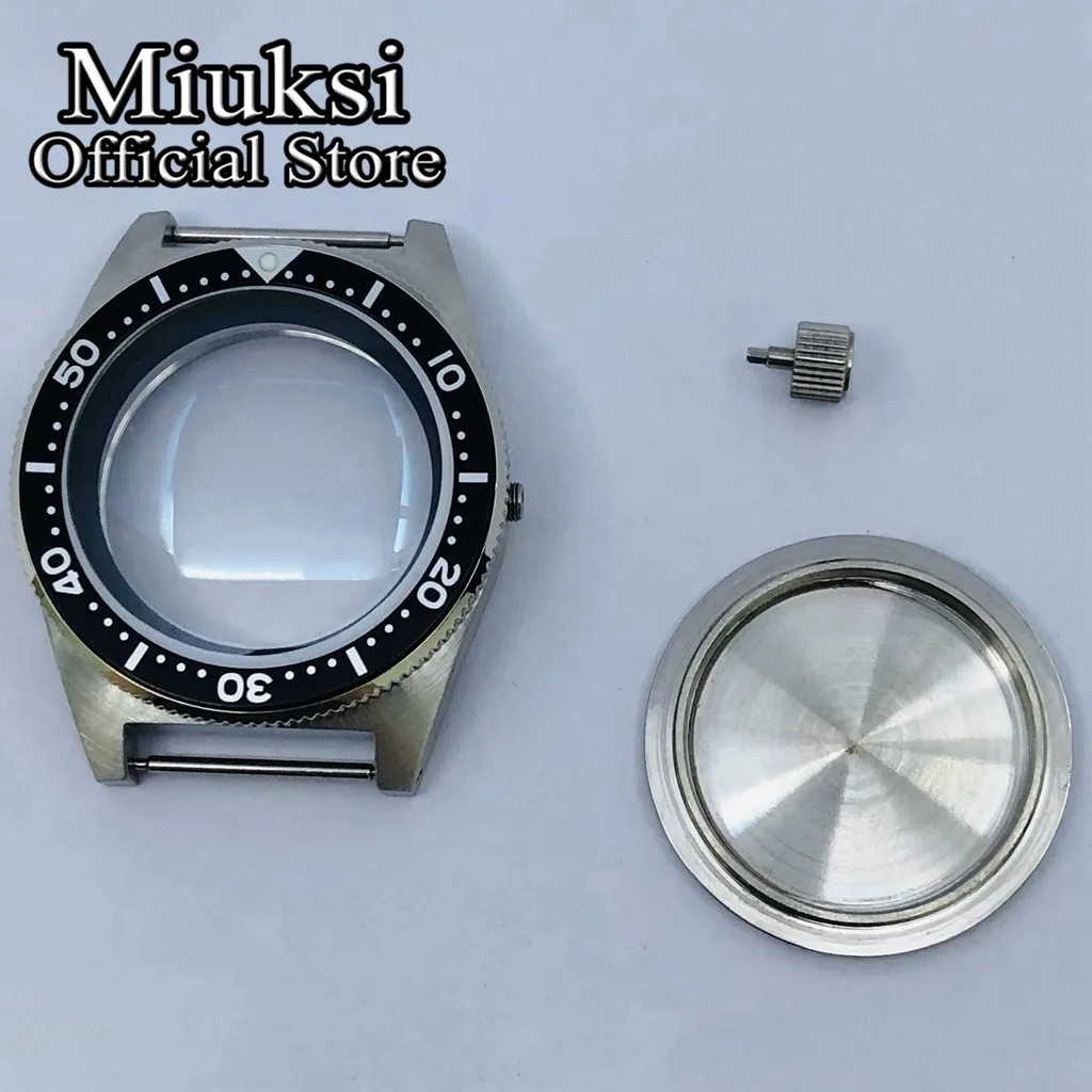 Miuksi 62MAS diving 40mm silver sterile watch case domed sapphire glass fit NH35 NH36 movement