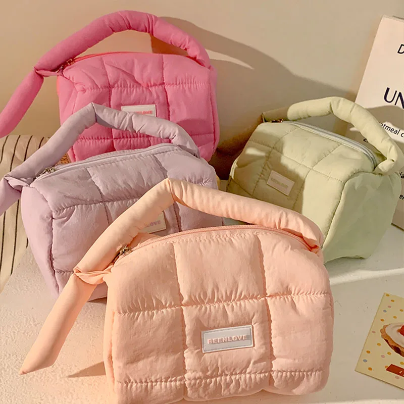Bolsa de maquillaje Macaron, bolsa de cosméticos de gran capacidad, artículos esenciales de viaje, bolsa de viaje para mujer, estuche para brochas de maquillaje