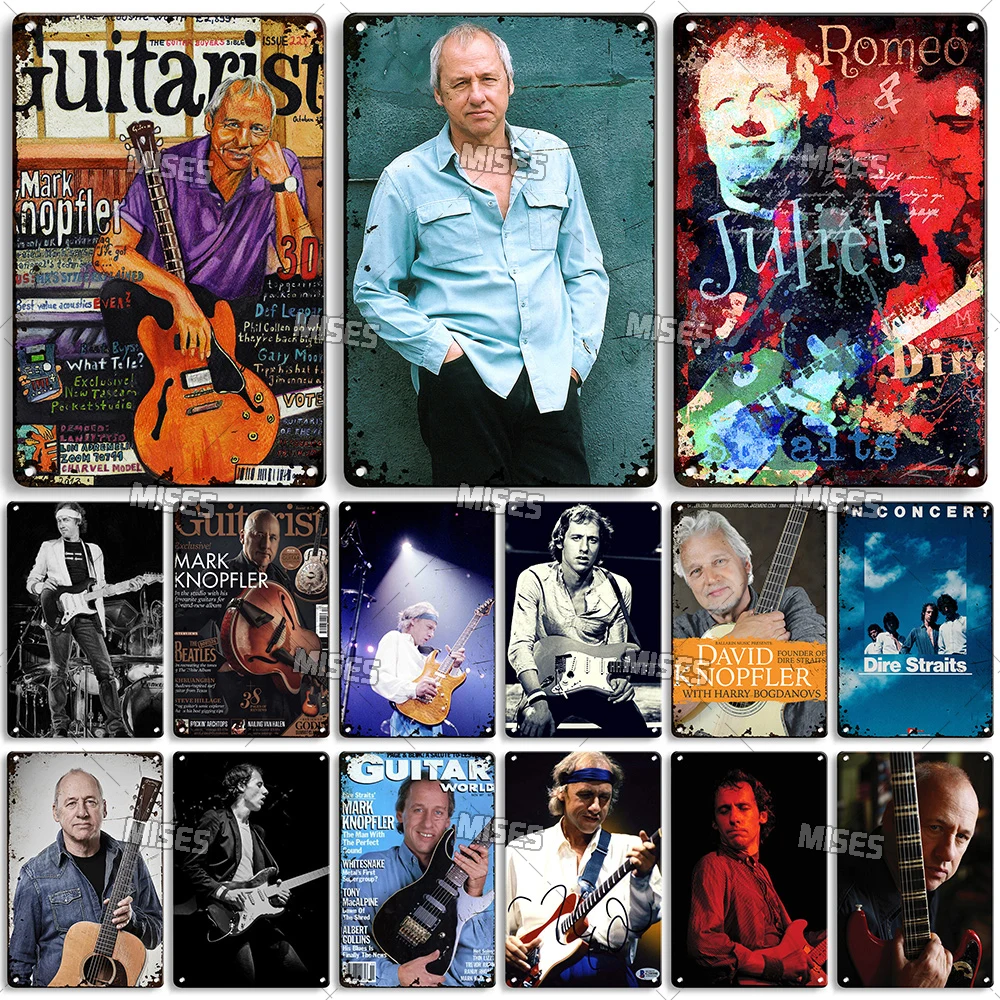 MISES Guitarist MARK KNOPFLER Metal Plate Vintage Decorative Poster Singer Metal Tin Sign Bar Home Cafe Metal Plaque Wall Decor