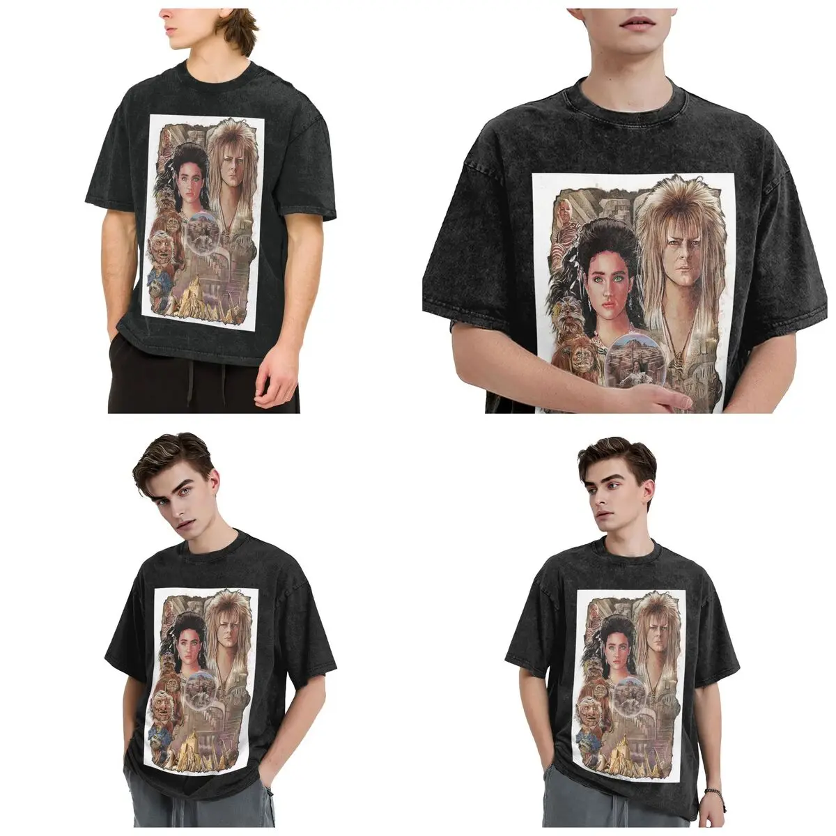 Enter The Labyrinth Hip Hop Short Sleeve T-Shirts Washed Tops Tees Streetwear T Shirt Harajuku for Men woman