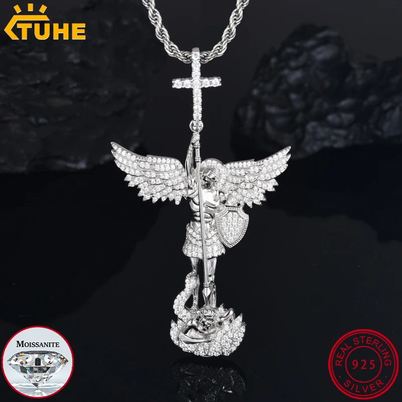 TUHE Unisex High Quality D VVS Moissanite Jesus Iced Out Hang Hip Hop Pendant For Men Hip Hop Jewelry Gifts