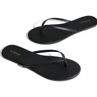 Evshine Women's Summer Flip Flops Comfort Memory Foam Thong Flip Flops Vegan Leather Flat Sandals Outdoor Unisex Beach Slippers - Image 4