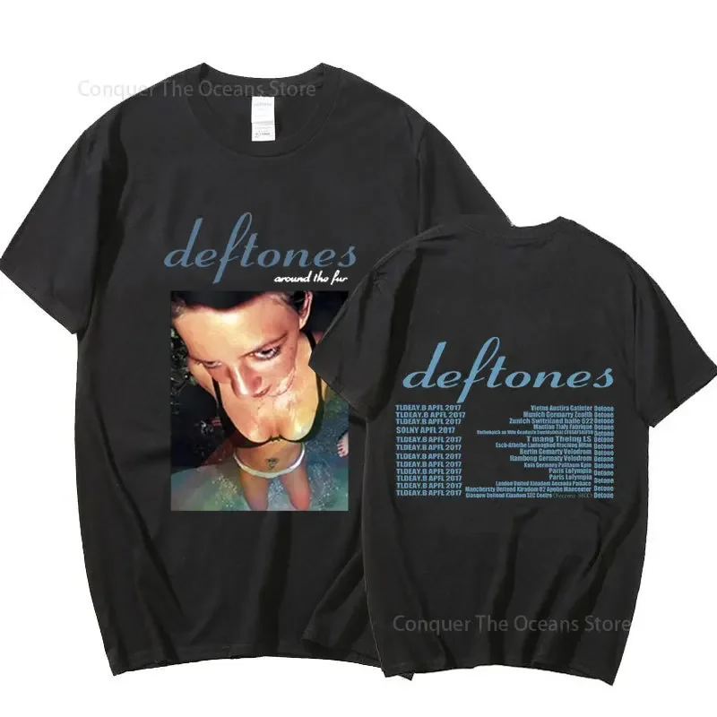 New Deftones Around The Fur Tour Band Concert Print Men\'s T Shirt and Women Punk Vintage Oversize Tees Summer Cotton Tops