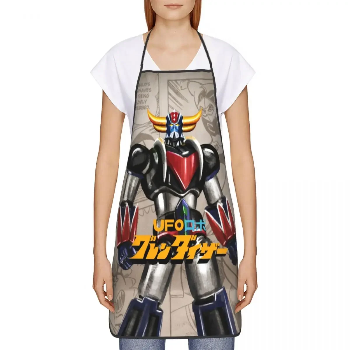 Unisex Grendizer Anime Kitchen Chef Cooking Baking Apron Women Men UFO Robot Goldorak Tablier Cuisine for Painting