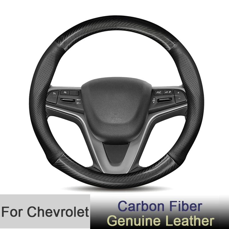 Car Steering Wheel Cover Leather Carbon Fiber for Chevrolet Cruze Aveo Captiva Spark Onix Orlando Malibu Sonic Silverado Tracker