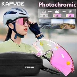 KAPVOE New Frame Photochromic Cycling Sunglasses Outdoor Sports Man Women Running Glasses UV400 MTB Bike Bicycle Goggles