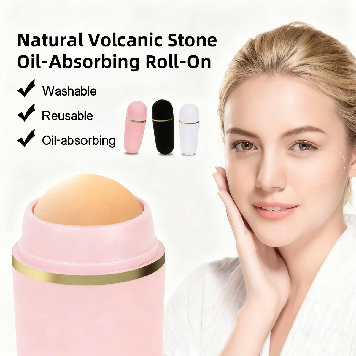 Natural Volcanic Rock Facial Oil Absorbing Massage Stick Controls Oil and Cleanses Pores a Must Have Tool for Daily Skincare