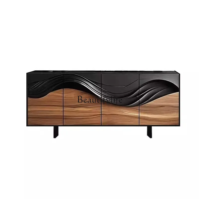 

Medieval style walnut solid wood against the wall new retro relief locker