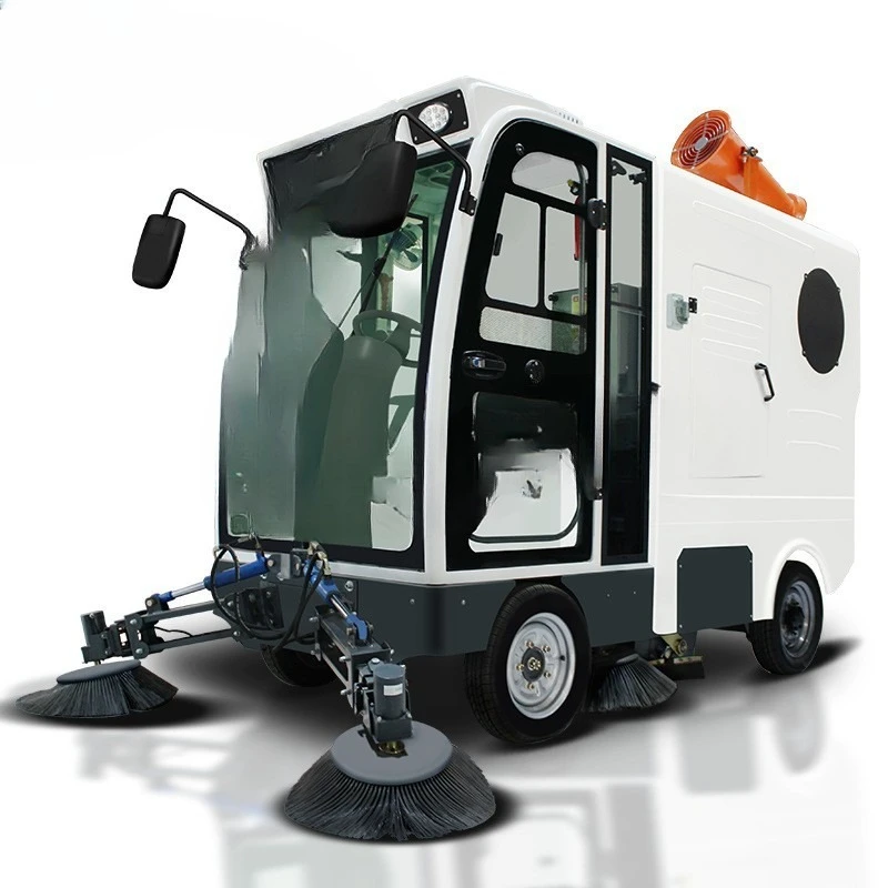 Large driving sweeper factory, park high-pressure fog cannon electric ...