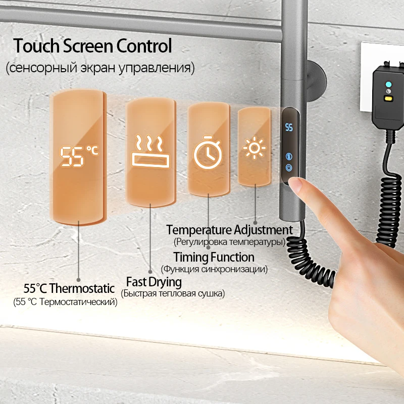 Badkamer Elektrische Verwarmd Handdoekenrek. Smart Control Elektrische Handdoek Rack.304 Rvs Handdoek Radiator. Flexibele Handdoek Warmer