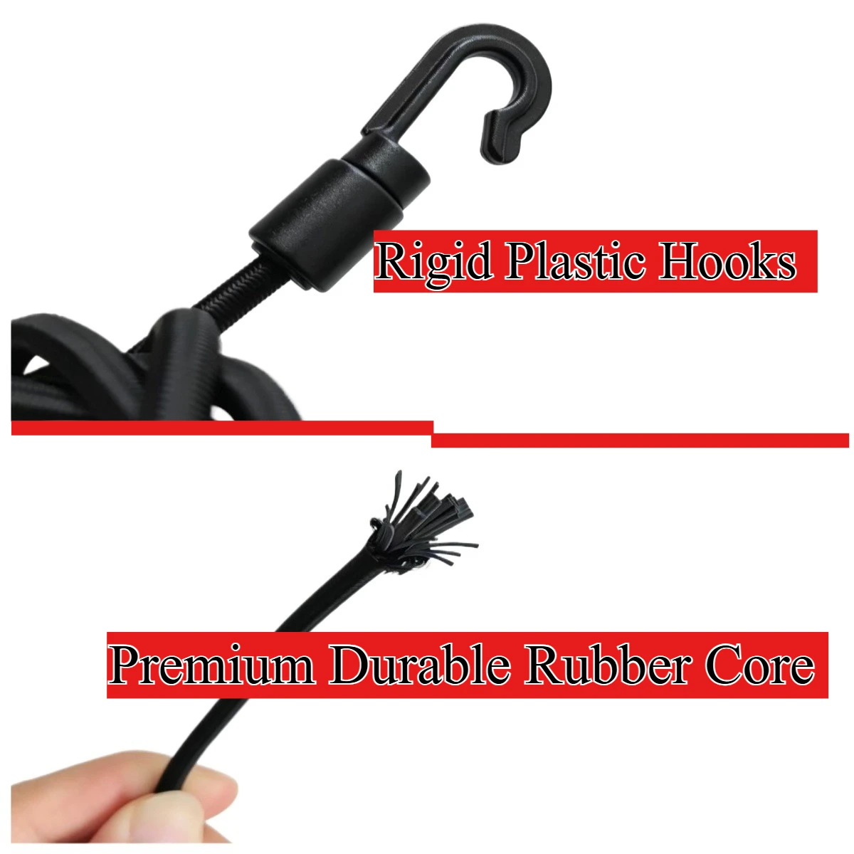 5 Stück 50 cm/100 cm große, verdickte, robuste elastische Bungee-Seile mit integrierten Kunststoffhaken für den Innen- und Außenbereich, Spannungsfixierseil – Detail 4