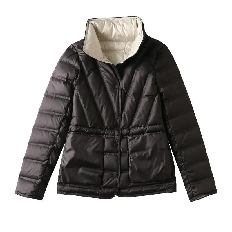 Double-sided Coat Winter New Style Down Single-breasted Stand-up Collar White Duck Down Down Jacket