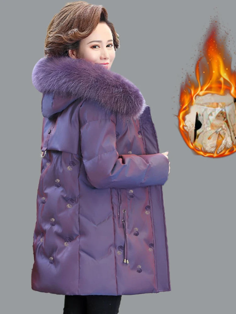 5XL Down Cotton Clothes Jacket Big Fur Collar Solid Color Large Size Loose Winter Coat Hooded  Manteau Femme Hiver Q16