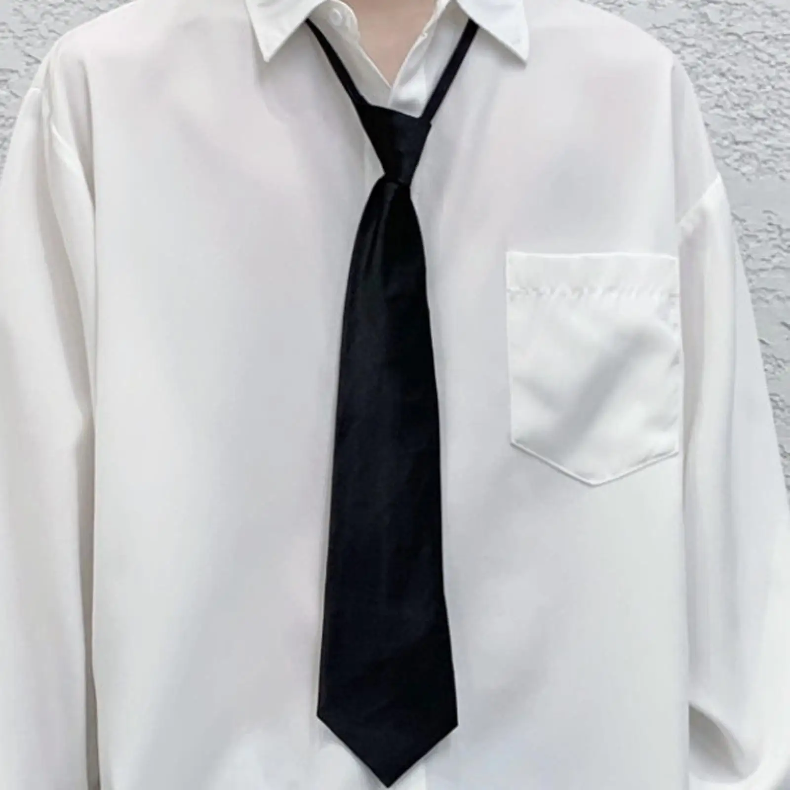 Uniform JK Girls Black Simple On Tie Security Tie Uniform Shirt Suit Neckties Steward Matte Funeral Lazy Neck Ties Men Women