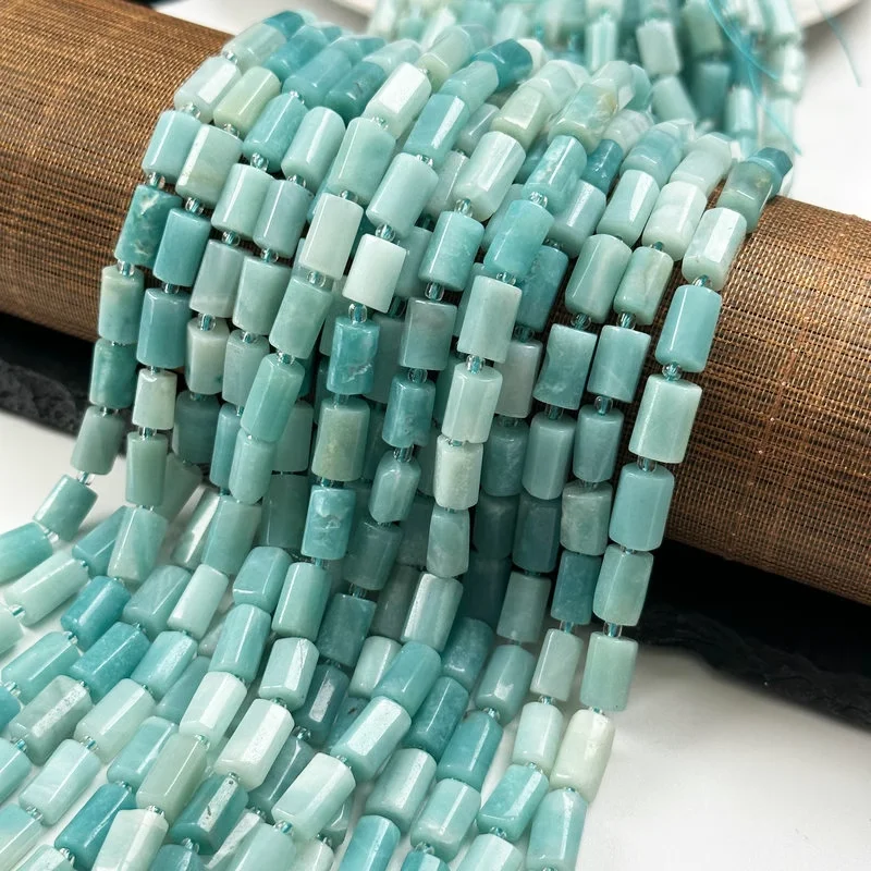 

8*12mm Natural Faceted Amazonite Cylinder Spacer Tube Stone Beads Column Shaped Loose Beads For DIY Jewelry Making