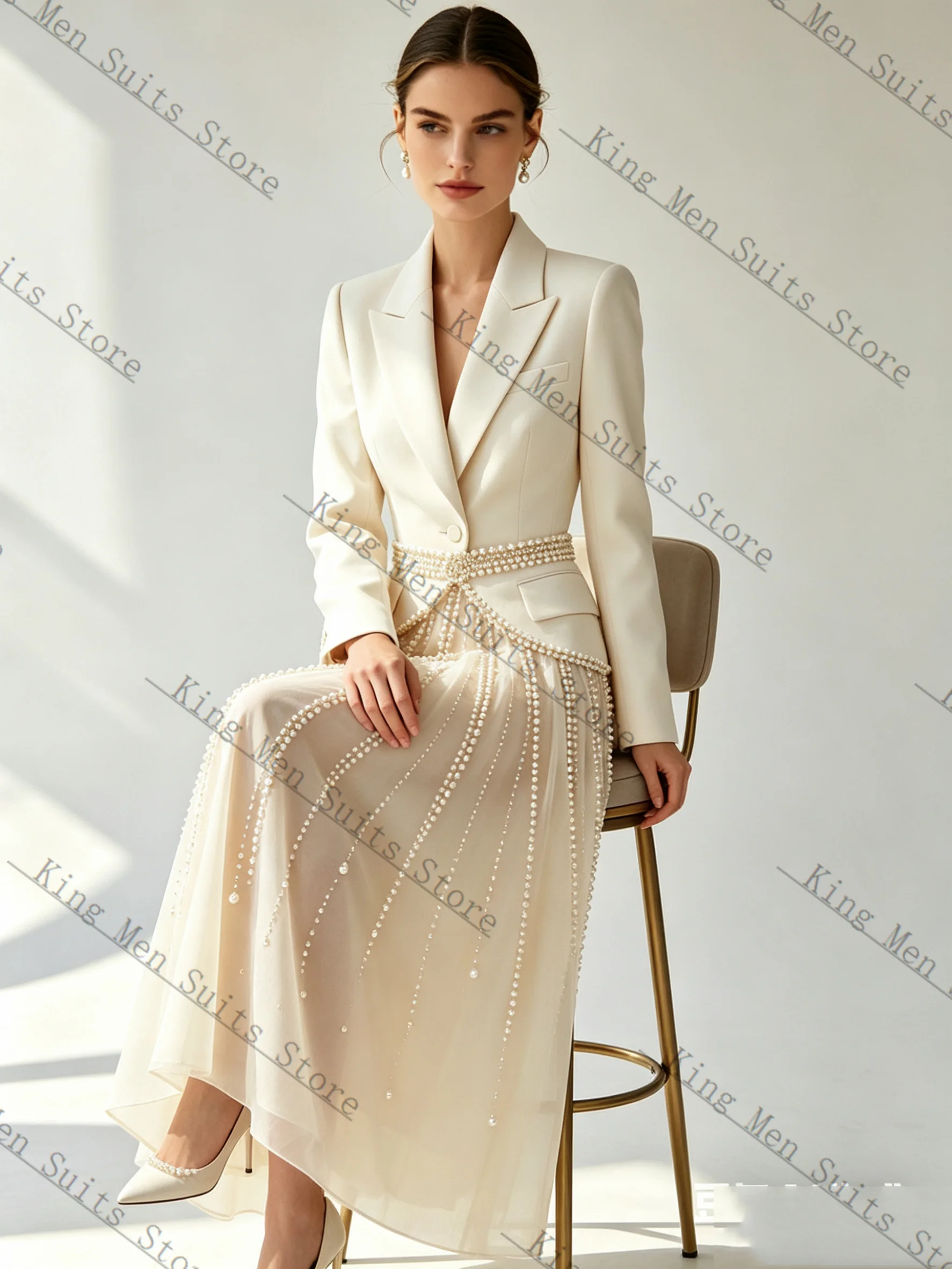 Ensemble tailleur beige printe - Women'S Formal Jackets To Wear With Dresses avis et prix