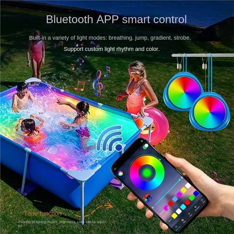 Color Changing 10W RGB LED Submersible Lamp Underwater Light 12V Waterproof Pool Light With Remote Control EU Plug-B61B