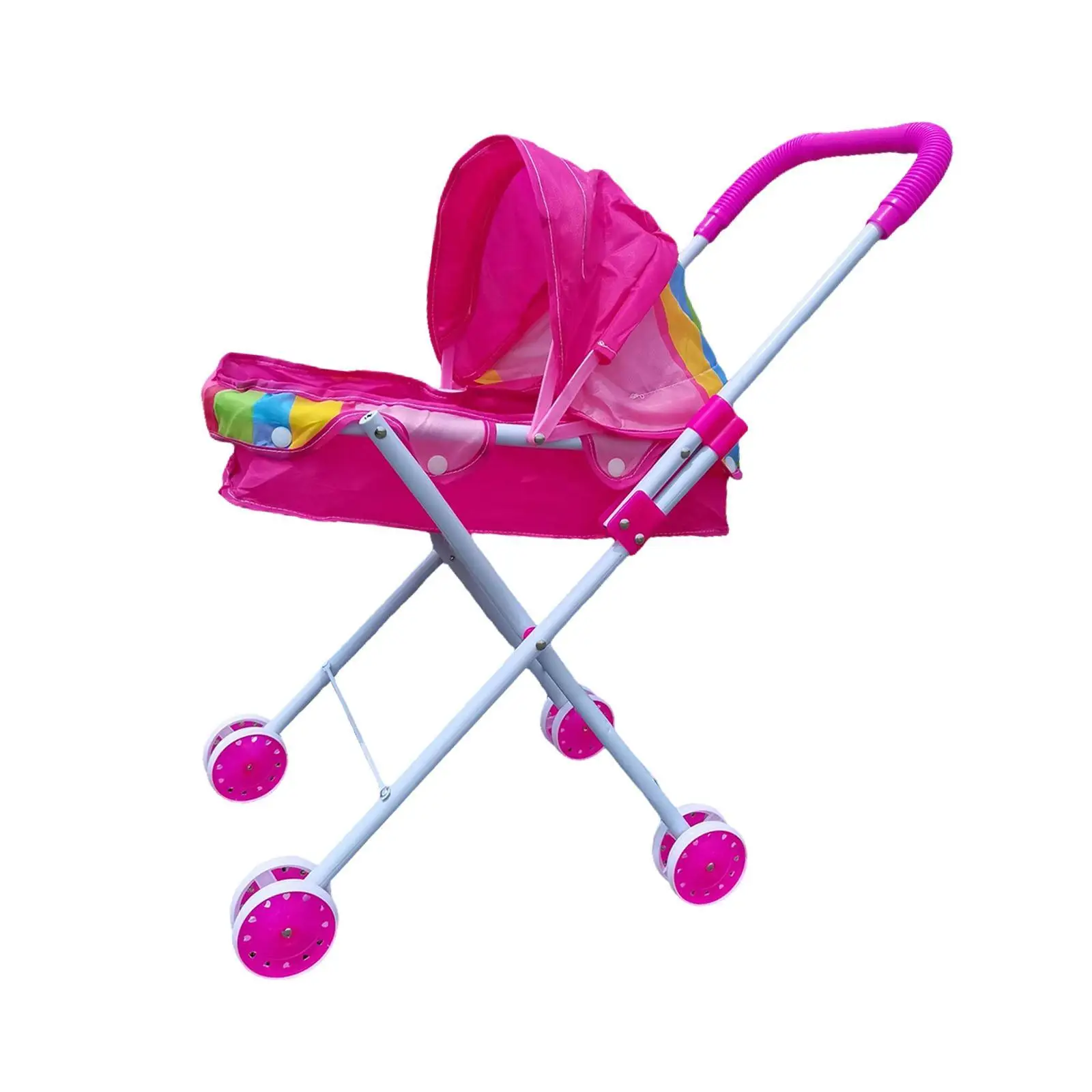 Doll Stroller Toddlers Role Play Trolley Early Development Pretend Toy Pretend Play Folding Stroller for Baby Boys Girls Kids