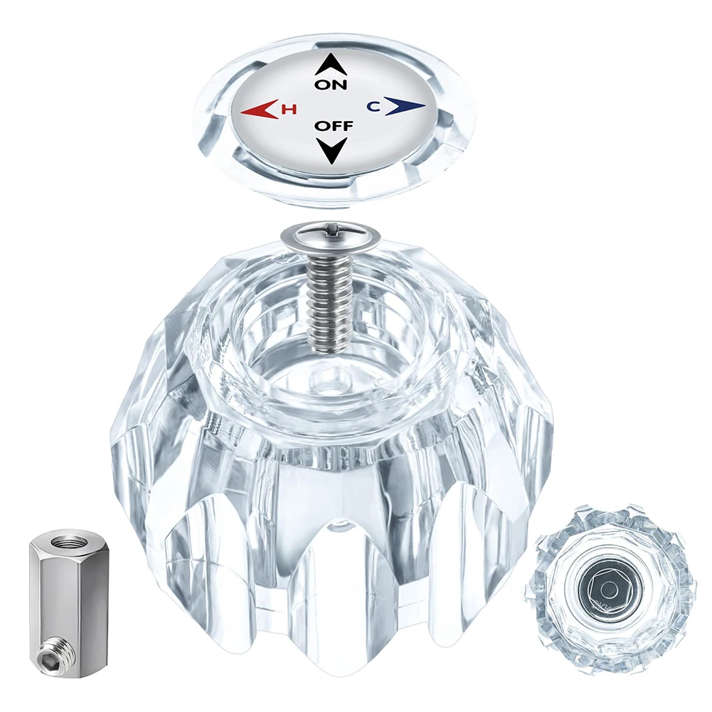 

Акриловая ручка для душа, ручка для смесителя для ванны, решение для ремонта ванной комнаты, индикаторы температуры отделки из нержавеющей стали