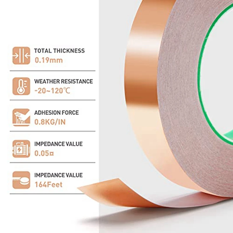 1 PCS Copper Foil Tape 1 Inches X 164 Feet For EMI & Guitar Shielding, Arts & Crafts