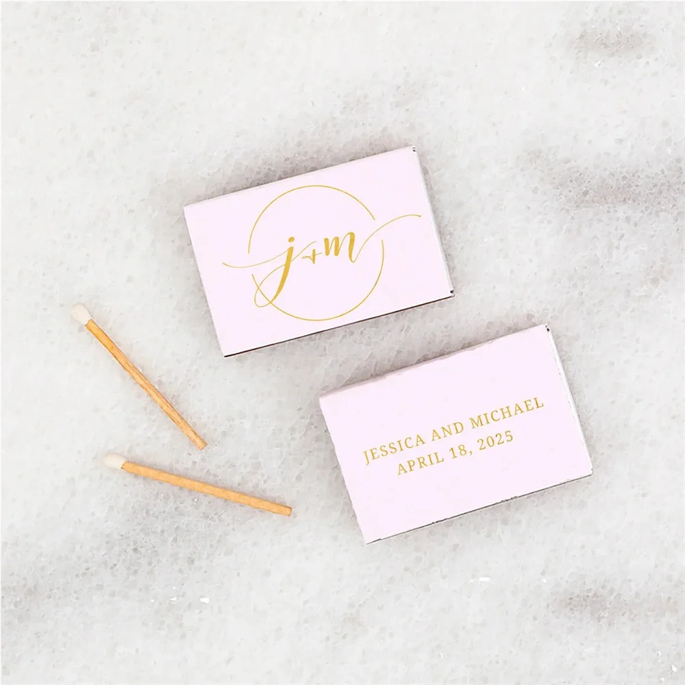 Customized Initial Matchboxes - Circle Monogram - Wedding Favors, Wedding Matches and Decor, Personalized Matches, Match Box