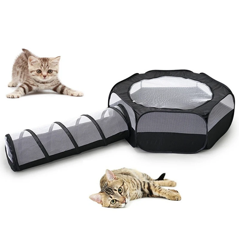 

Cat Tunnels for Indoor Cats Collapsible Cat Play Tunnel Outside House Playground for Kitty and Small Animals Rabbits Breathable