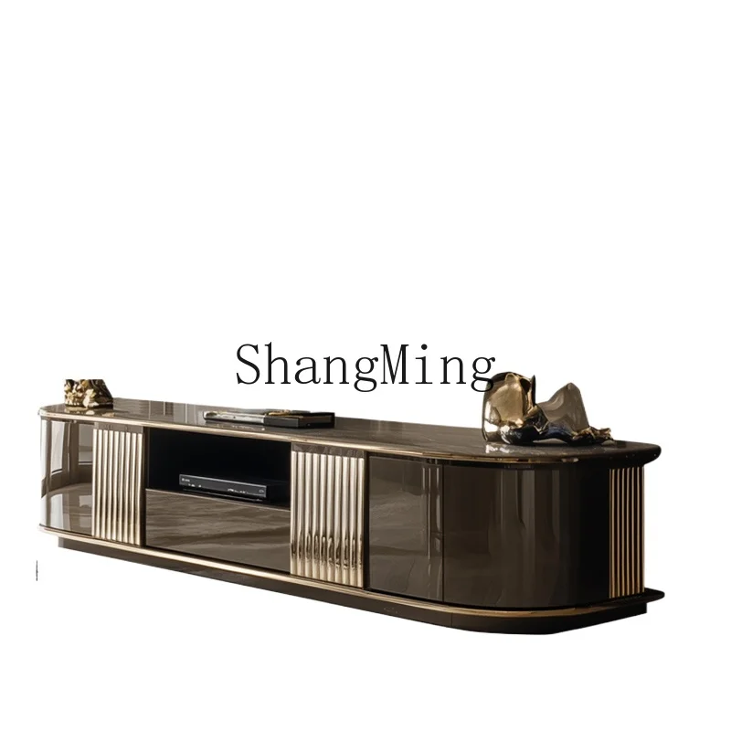 

ZYH living room new home modern villa large flat floor light luxury high sense microcrystalline stone plus high cabinet