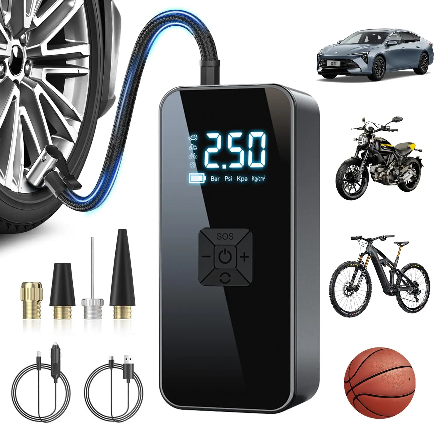 

LEIBOO 12 В 150PSI беспроводной воздушный насос электрический насос для накачивания шин для автомобилей мотоциклы велосипеды портативный воздушный компрессор автомобильные аксессуары