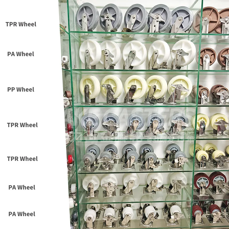 Heavy Duty 304 Stainless Steel Caster Wheels, 4 5 6 8 Inch Conductive TPR Rubber Plate Casters, Swivel Rigid and Brake Types