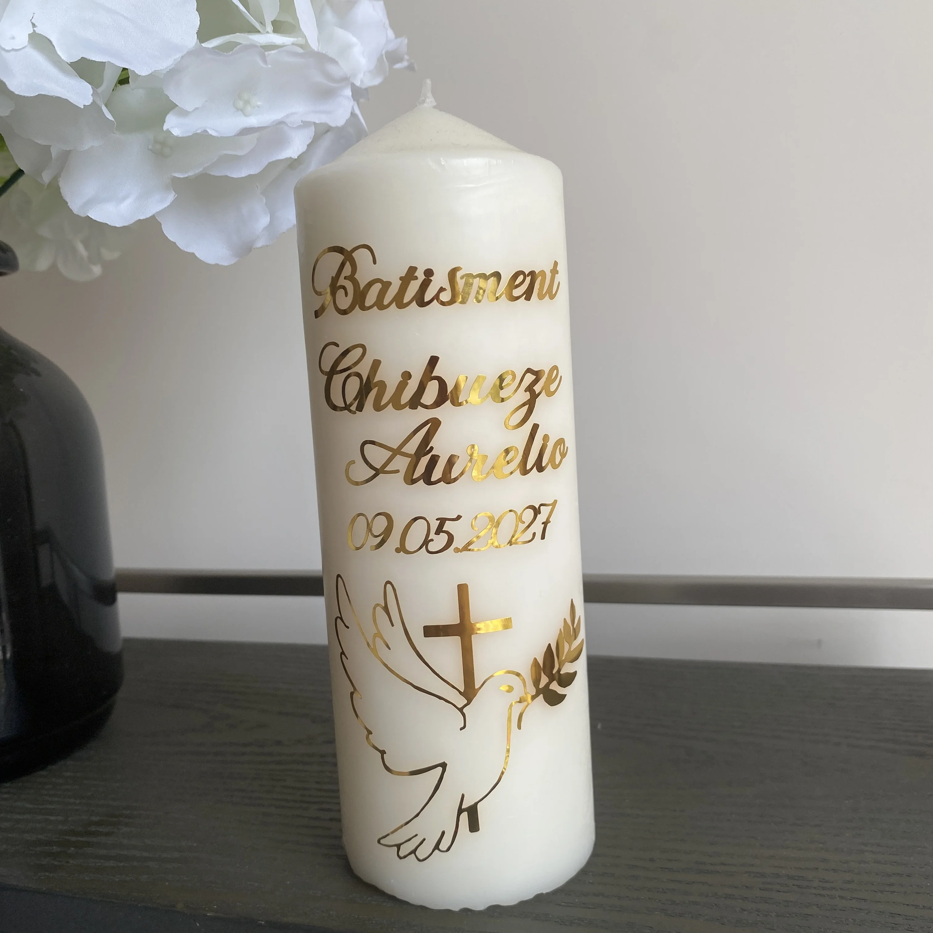 Autocollants personnalisés pour bougies de baptême, autocollant croix de Dieu pour bougies individuelles