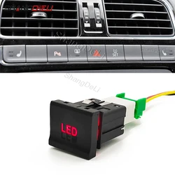 23mm*25mm Car Red LED Light Power On Off Switch Button With Wire For VW Polo 6C 2014 2015 2016 Accessories