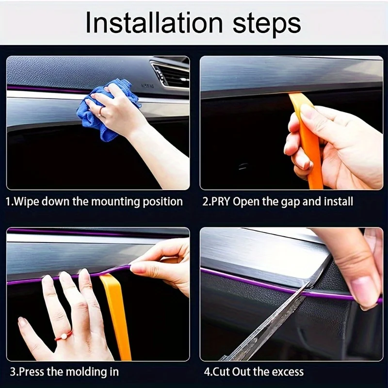 Two 3m car door center console gaps, dashboard decorative strips, chrome plated bright strips modified products