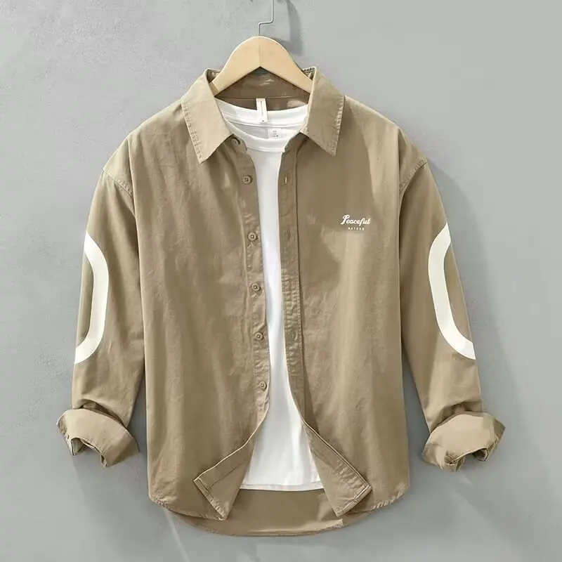 

Весенне-осенняя новинка, мужская повседневная одежда irt Long Sve, молодежная модная цветная блузка, рабочая одежда Jaet, тканевая одежда из бычьей ткани