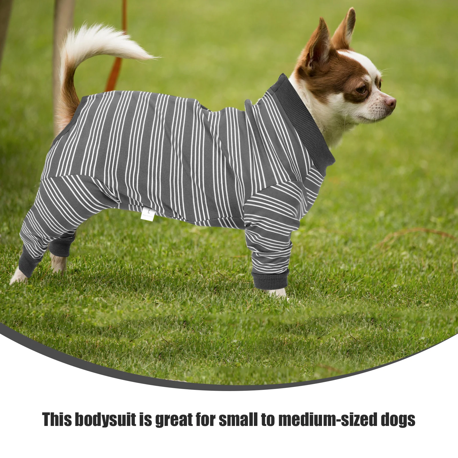 

Pet Anti shedding Clothing Dog Recovery Suit Grey L Long Sleeve Four legged Indoor Outdoor Post surgery Protection Comfort