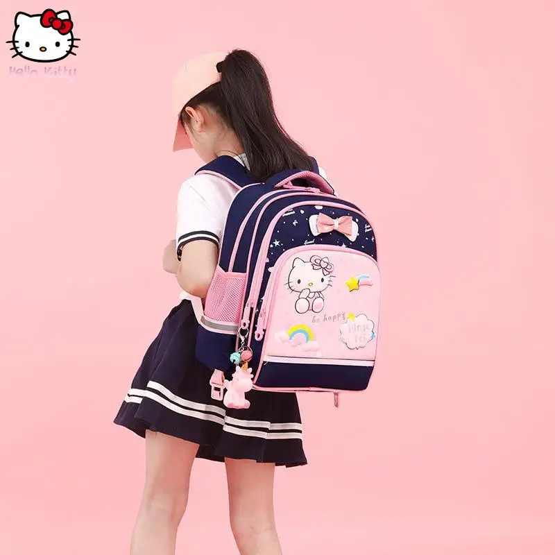 

Anime Hello Kitty Trolley Schoolbag for Kid Sanrio Girl New Cute Cartoon Large Capacity Bag Waterproof Bags Backpack with Wheels