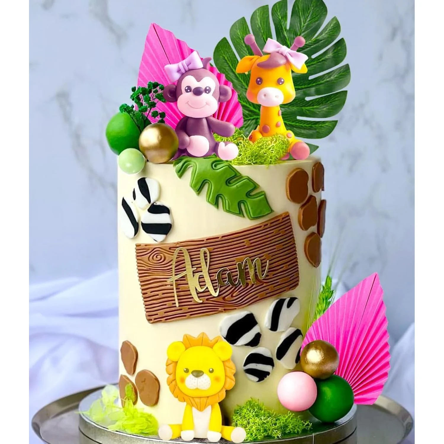 Décorations de fête prénatale Safari pour fille, topper Wild One, décorations Safari, topper Wild One pour 1er anniversaire de fille