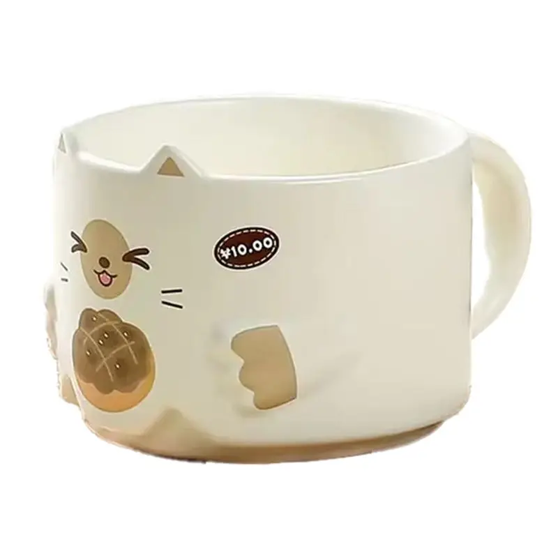 ABKJ-Cartoon Cat Mug - Stacked Water Cup With Cat's Ear Design And Handle, Interesting Household Drinkware