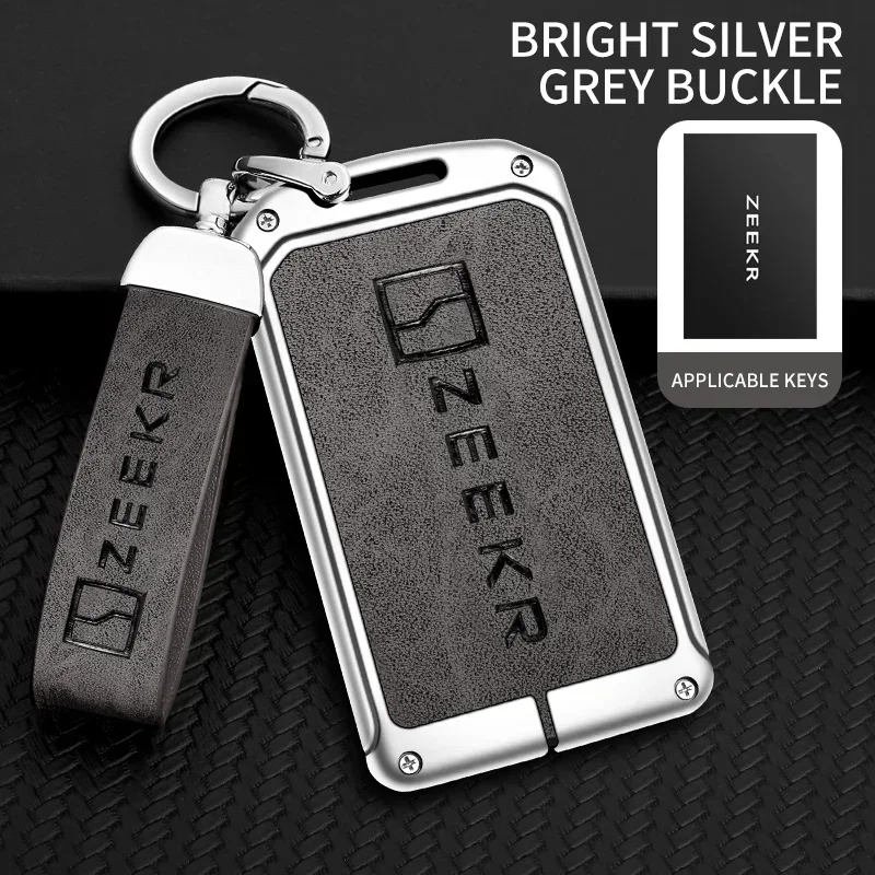 

New Zinc Alloy+Leather TPU Car Smart Card Slice Remote Key Bag Protective Shell Buckle for ZEEKR 001 009 Accessories