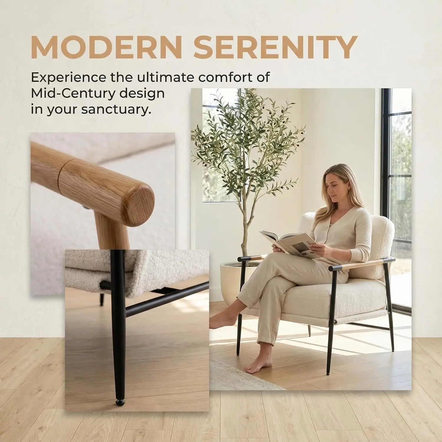 Accent Chair Set 2, Lounge Armchair for Living Room Bedroom Office, Mid-Back Black Metal Leg, Customized