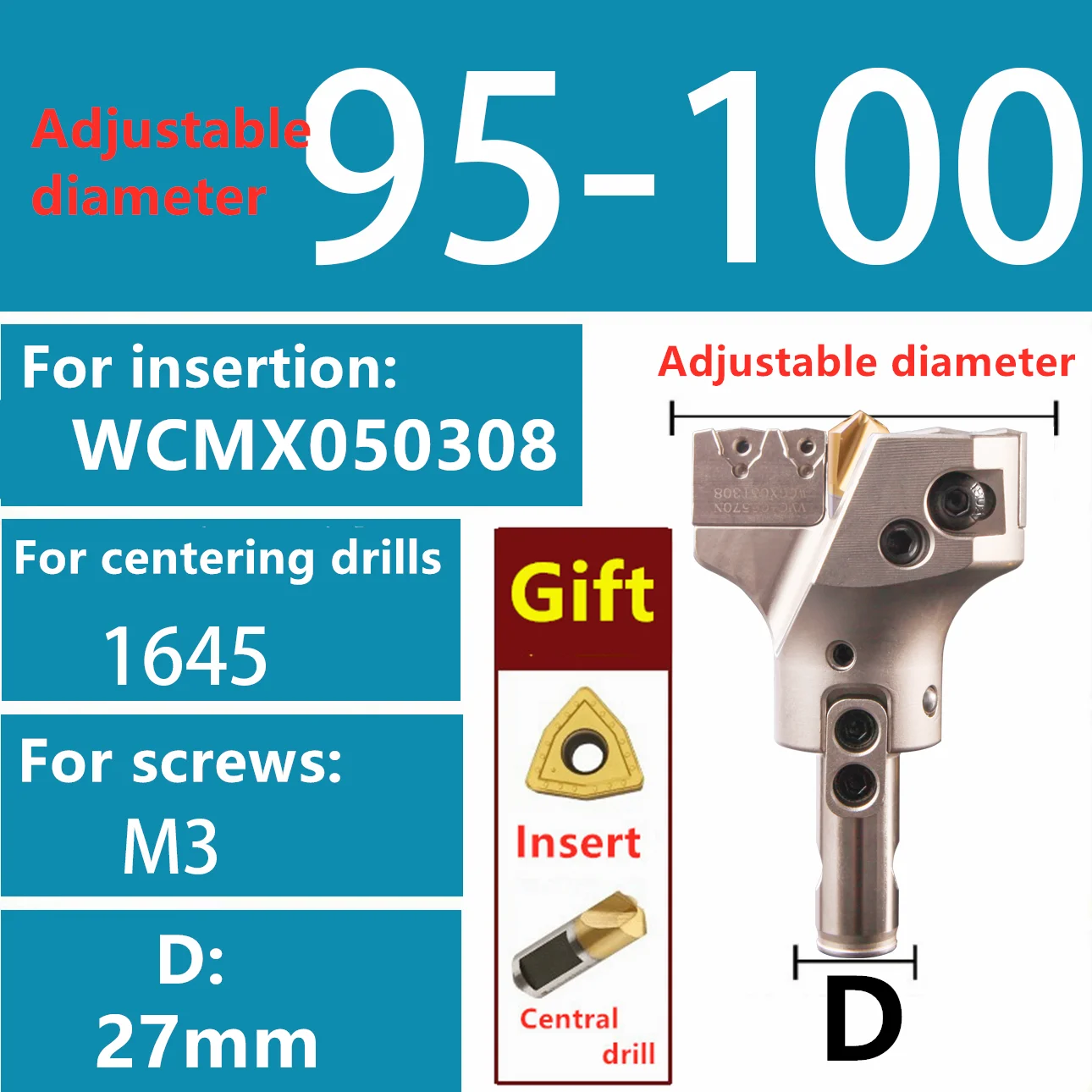 VMD verstelbare diepgat indexeerbare boor met grote diameter 45-160 mm U-boor boorgereedschap voor WCMX WCMT inbrengen