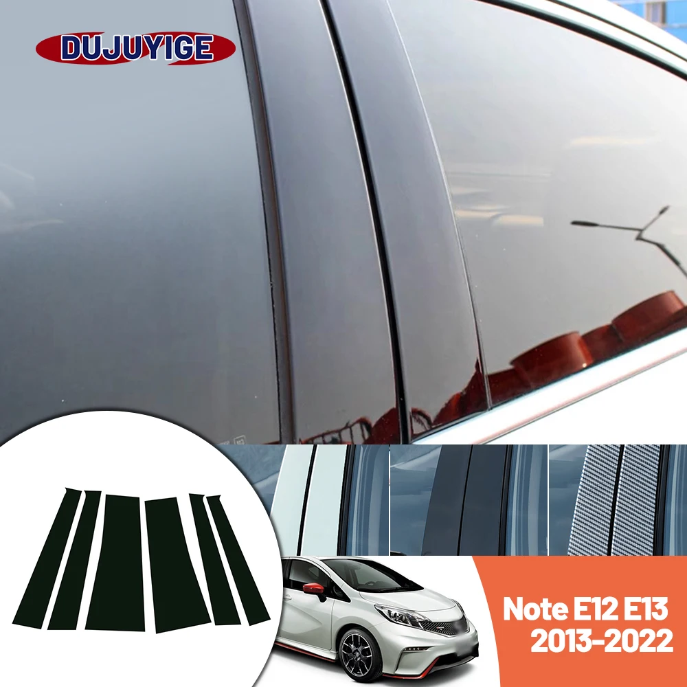 

Яркая черная наклейка на дверь и окно из углеродного волокна B C, наклейка на стойку Подходит для Nissan Note E12 E13 2013-2022 2014 2015 2016 2017