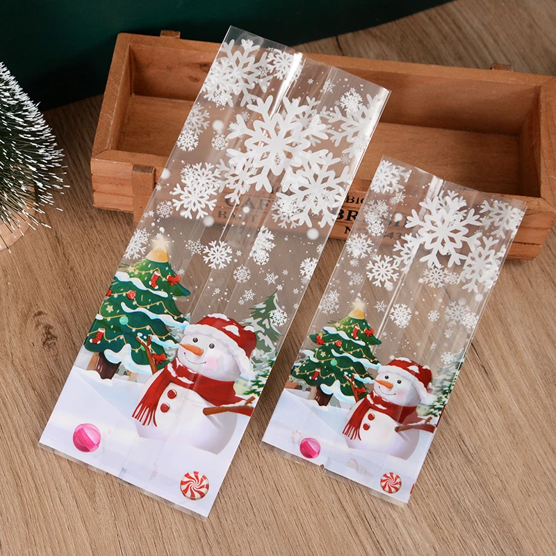 25/50pcs Christmas Candy Cookies Bags Santa Baking Biscuit Gift Packaging Bag Box Christmas Decoration For Home New Year Navidad