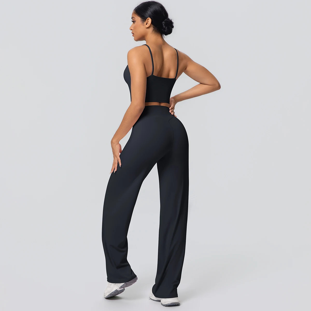 Frauen Schnell Trocknend Gym Sport Fitness Kleidung Yoga Set Backless Sexy Strap Bh mit Brust Pad Hohe Taille Breite Bein Hosen Set – Detail 14