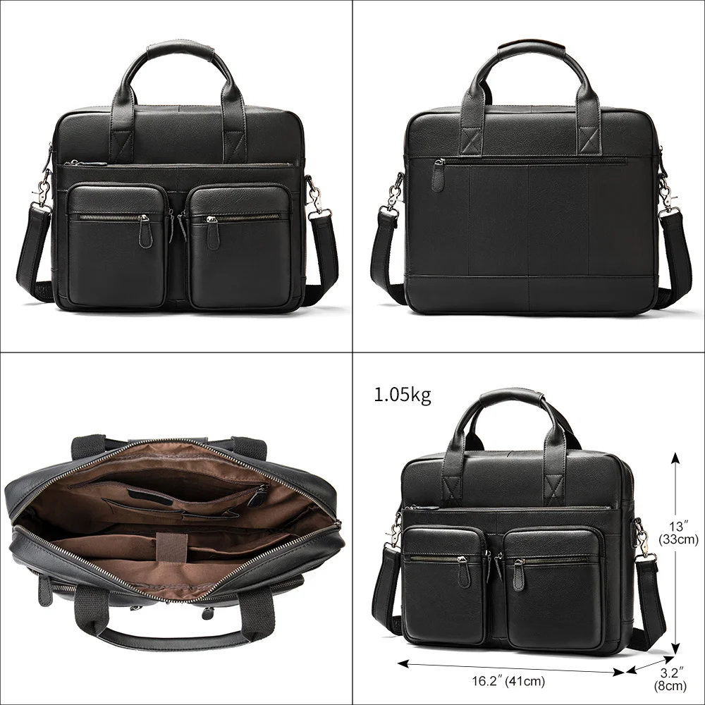 Bag Genuine Men's Leather Briefcase 15.6" Laptop Bags For Men Business New портфели bolsa masculina bolso hombre 서류가방 7412