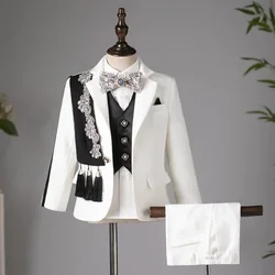 Children's Suit Set 2024 New Autumn And Winter Boys' Runway Dress Flower Boy Suit Host Piano Performance Blazers A4235