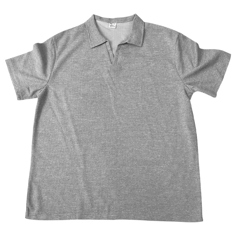 2024 Sommer neue Polo kragen Casual Fashion Herren bekleidung schwere Waffel Kurzarm einfarbig Casual vcollar polos hirt – Detail 32